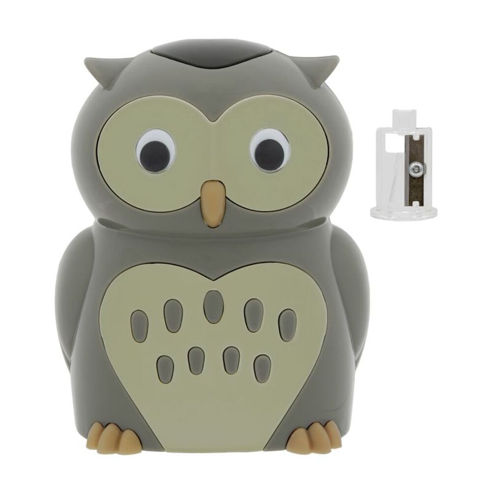 Owl Shaped Electric Pencil Sharpener Desktop Battery Operated in Grey
